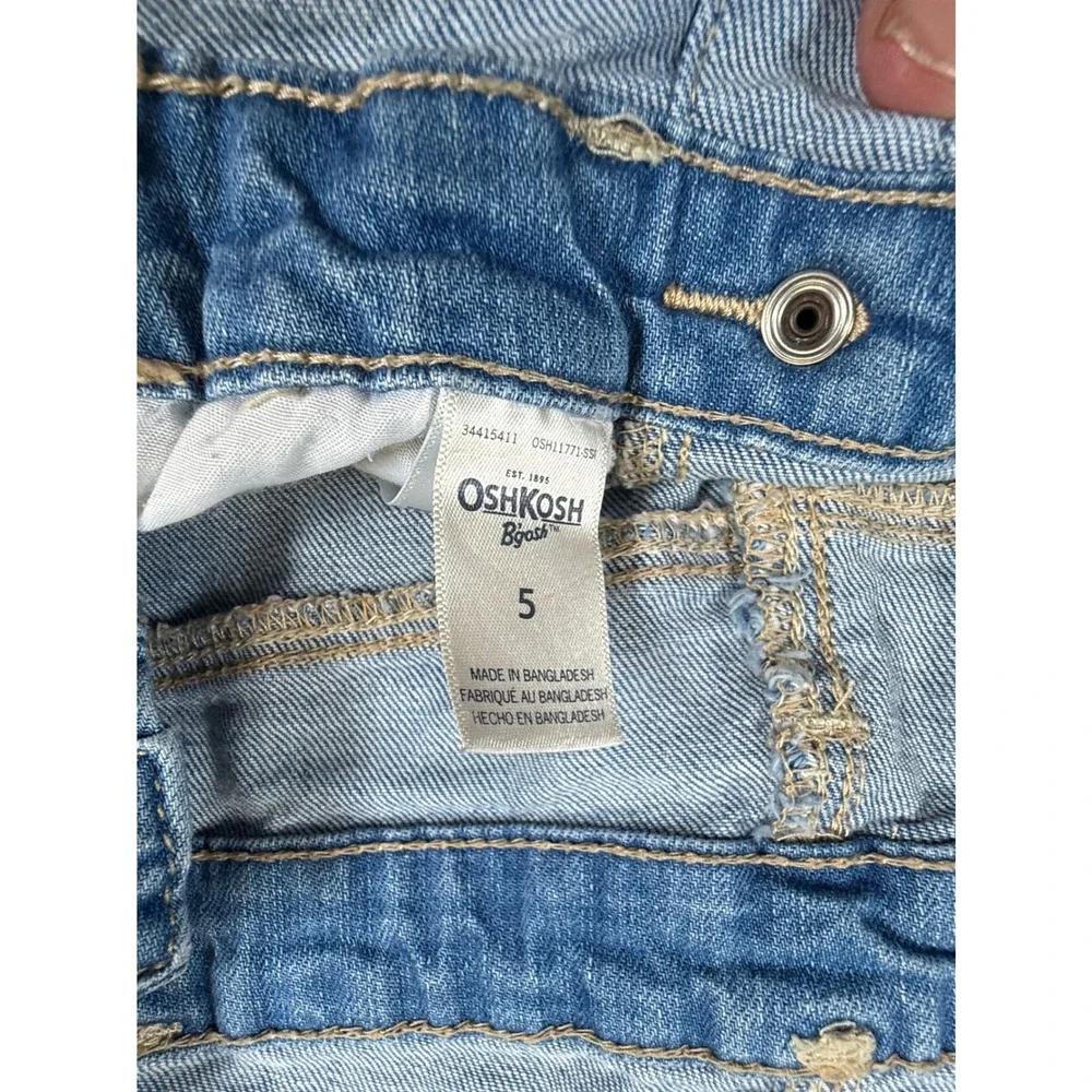 Vintage OshKosh Bgosh Denim Overalls - Girls Size 5 - Adjustable Straps, Buttons